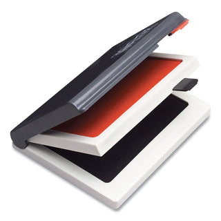 Cosco® 2000 PLUS Two-Color Felt Stamp Pad Case, 4" x 2", Black/Red (CSC090468)