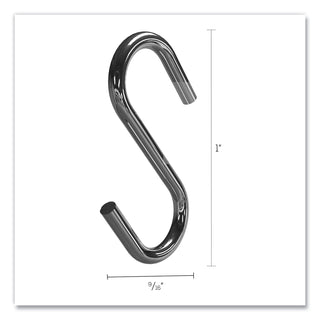 deflecto® S Hooks, Metal, Silver, 50/Pack (DEF20013)