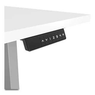 Union & Scale™ Essentials Electric Sit-Stand Desk, 55.1" x 27.5" x 25.9" to 51.5", White/Aluminum (UOS24388476)