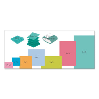 Post-it® Original Pads in Beachside Cafe Collection Colors, 1.38" x 1.88", 100 Sheets/Pad, 12 Pads/Pack (MMM653AST)