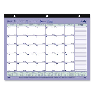 Brownline® Academic 13-Month Binder-Insertable Desk Pad Calendar, 11 x 8.5, White/Blue/Green Sheets, 13-Month: July 2025 to July 2026 (REDCA181721)