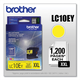 Brother LC10EY INKvestment Super High-Yield Ink, 1200 Page-Yield, Yellow (BRTLC10EY)