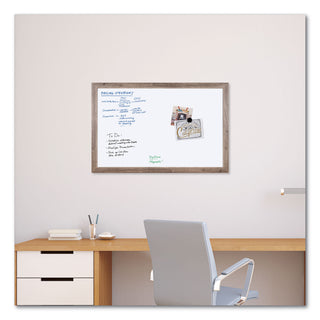 U Brands Magnetic Dry Erase Board with Rustic Frame, 36" x 24" (Actual Size: 35" x 23"), White Surface, Brown Wood Frame (UBR4890U0001)