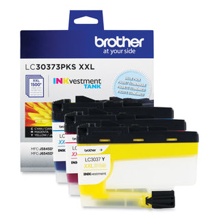 Brother LC30373PKS INKvestment Super High-Yield Ink, 1500 Pg-Yield, Cyan/Magenta/Yellow (BRTLC30373PKS)