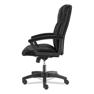 HON® HVL151 Executive High-Back Leather Chair, Supports up to 250 lbs., Black Seat/Black Back, Black Base (BSXVL151SB11)