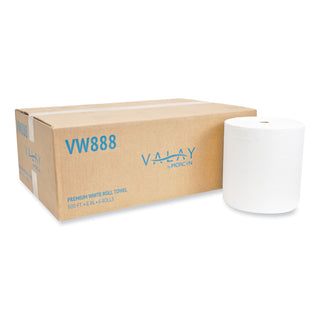 Morcon Paper Valay Proprietary Roll Towels, 1-Ply, 8" x 800 ft, White, 6 Rolls/Carton (MORVW888)