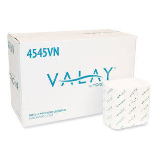 Morcon Paper Valay Interfolded Napkins, 1-Ply, White, 6.5 x 8.25, 6,000/Carton (MOR4545VN)
