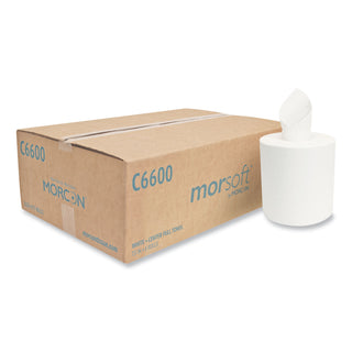Morcon Paper Morsoft Center-Pull Roll Towels, 7.5" dia., White, 600 Sheets/Roll, 6 Rolls/Carton (MORC6600)