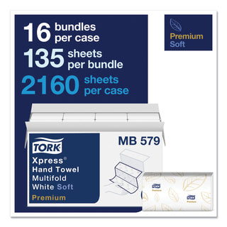 Tork® Premium Soft Xpress 3-Panel Multifold Hand Towels, 9.13 x 9.5, 135/Packs, 16 Packs/Carton (TRKMB579)