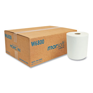 Morcon Paper Hardwound Paper Towel, 8" x 800', White, 1-Ply, 6 Rolls/Case, 4800' per Case (MORW6800)