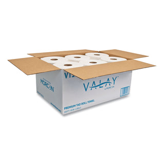 Morcon Paper 10 Inch TAD Roll Towels, 1-Ply, 10" x 550 ft, White, 6 Rolls/Carton (MORVT106)