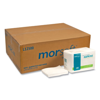 Morcon Paper Morsoft 1/4 Fold Lunch Napkins, 1 Ply, 11.5" x 11.5", White, 6,000/Carton (1250MS)