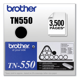 Brother TN550 Toner, 3500 Page-Yield, Black (345760)