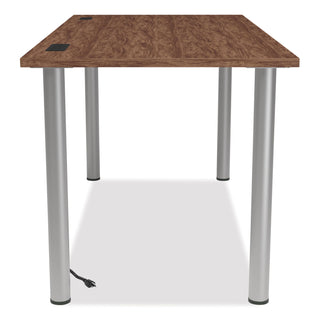 Union & Scale™ Essentials Writing Table-Desk with Integrated Power Management, 59.7" x 29.3" x 28.8", Espresso/Aluminum (UOS24398967)