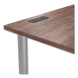 Union & Scale™ Essentials Writing Table-Desk with Integrated Power Management, 59.7" x 29.3" x 28.8", Espresso/Aluminum (UOS24398967)