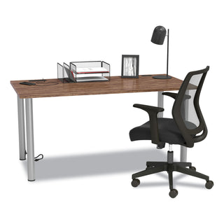 Union & Scale™ Essentials Writing Table-Desk with Integrated Power Management, 59.7" x 29.3" x 28.8", Espresso/Aluminum (UOS24398967)
