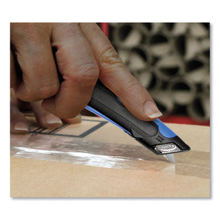 Cosco® Easycut Cutter Knife w/Self-Retracting Safety-Tipped Blade, Black/Blue (COS091508)