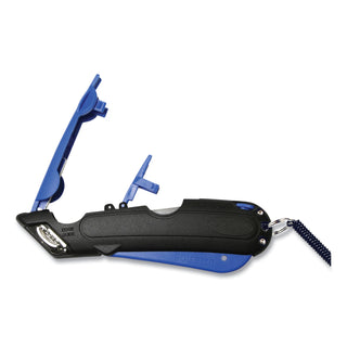 Cosco® Easycut Cutter Knife w/Self-Retracting Safety-Tipped Blade, Black/Blue (COS091508)