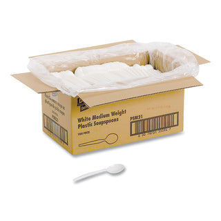 Dixie® Plastic Cutlery, Mediumweight Soup Spoons, White, 1,000/Carton (DXEPSM21)
