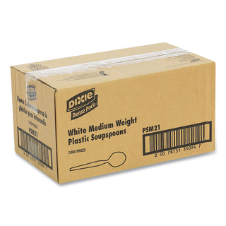 Dixie® Plastic Cutlery, Mediumweight Soup Spoons, White, 1,000/Carton (DXEPSM21)