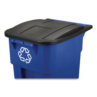 Rubbermaid® Commercial Square Brute Recycling Rollout Container, 50 gal, Plastic, Blue (RCP9W27-06BLU)