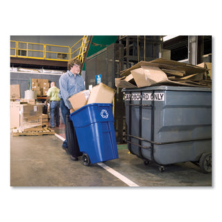 Rubbermaid® Commercial Square Brute Recycling Rollout Container, 50 gal, Plastic, Blue (RCP9W27-06BLU)