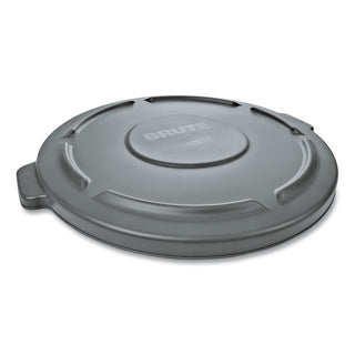 Rubbermaid® Commercial Round Flat Top Lid, for 32-Gallon Round Brute Containers, 22 1/4", dia., Gray (RUB263100GRAY)