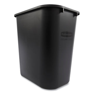 Rubbermaid® Commercial Deskside Plastic Wastebasket, Rectangular, 7 gal, Black (RCP295600BK)