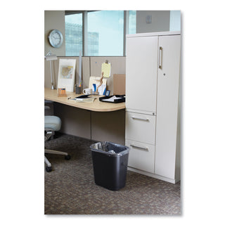 Rubbermaid® Commercial Deskside Plastic Wastebasket, Rectangular, 7 gal, Black (RCP295600BK)