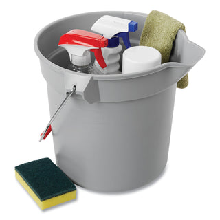 Rubbermaid® Commercial 10 Quart Plastic Utility Pail, Plastic, Gray, 10.5" dia (RCP296300GY)
