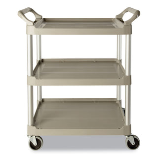 Rubbermaid® Commercial Three-Shelf Service Cart, Plastic, 3 Shelves, 200 lb Capacity, 18.63" x 33.63" x 37.75", Off-White (3424-88OW)