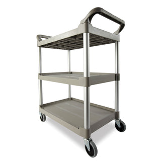 Rubbermaid® Commercial Three-Shelf Service Cart, Plastic, 3 Shelves, 200 lb Capacity, 18.63" x 33.63" x 37.75", Off-White (3424-88OW)