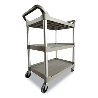 Rubbermaid® Commercial Three-Shelf Service Cart, Plastic, 3 Shelves, 200 lb Capacity, 18.63" x 33.63" x 37.75", Off-White (3424-88OW)