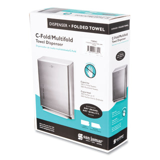 San Jamar® C-Fold/Multifold Towel Dispenser, Chrome, 11 3/8 x 4 x 14 3/4 (T1900XC)