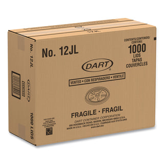 Dart® Plastic Lids for Foam Cups, Bowls and Containers, Vented, Fits 6-14 oz, White, 1,000/Carton (DAR12JL)