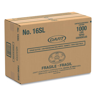 Dart® Plastic Lids, Fits 12 oz to 24 oz Hot/Cold Foam Cups, Straw-Slot Lid, White, 100/Pack, 10 Packs/Carton (DAR16SL)