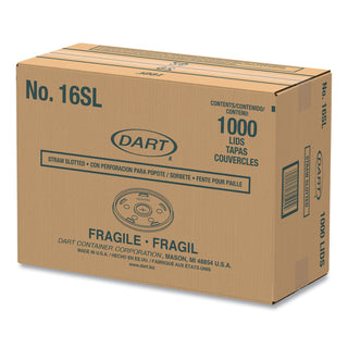 Dart® Plastic Lids, Fits 12 oz to 24 oz Hot/Cold Foam Cups, Straw-Slot Lid, White, 100/Pack, 10 Packs/Carton (DAR16SL)