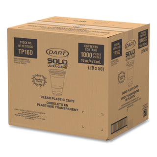 SOLO® Ultra Clear Cups, Squat, 16 oz, PET, 50/Bag, 1000/Carton (DRCTP16DCT)