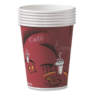 SOLO® Bistro Design Hot Drink Cups, Paper, 8oz, Maroon, 500/Carton (SLOOF8BI0041)