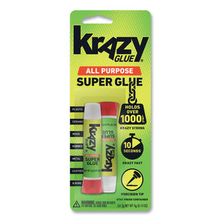 Krazy Glue® All Purpose Krazy Glue, 0.07 oz, Dries Clear, 2/Pack (EPIKG517)