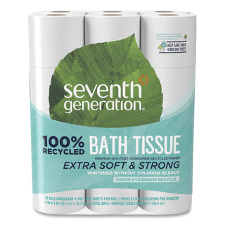 Seventh Generation® 100% Recycled Bathroom Tissue, Septic Safe, 2-Ply, White, 240 Sheets per Roll, 24 per Pack, 2 Packs per Case, 11,520 Sheets Total (SEV13738)