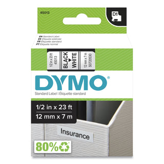 DYMO® D1 High-Performance Polyester Removable Label Tape, 1/2" x 23 ft, Black on White (899759)