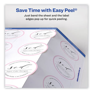 Avery® Round Print-to-the Edge Labels with Sure Feed and Easy Peel, 2" dia, Glossy White, 120/PK (AVE22807)
