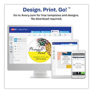 Avery® Round Print-to-the Edge Labels with SureFeed, 2.5" dia, Glossy White, 90/PK (AVE22830)