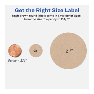 Avery® Round Brown Kraft Print-to-the-Edge Labels, 2.5" dia, 225/PK (AVE22808)
