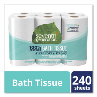 Seventh Generation® 100% Recycled Bathroom Tissue, Septic Safe, 2-Ply, White, 240 Sheets per Roll, 48 Rolls per Case, 11,520 Sheets Total (SEV13733-CS)