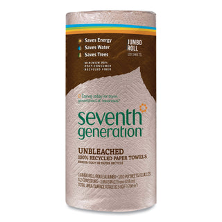 Seventh Generation® Natural Unbleached 100% Recycled Paper Towel Rolls,11 x 9, 120 Sheets per Roll,30 Rolls per Case, 7,200 Sheets Total (SEV13720-CS)