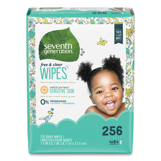 Seventh Generation® Free & Clear Baby Wipes, Refill, Unscented, White, 256 Wipe Pack (SEV34219PK)