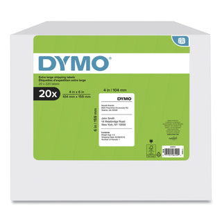DYMO® LW Extra-Large Shipping Labels, 4" x 6", White, 220/Roll, 20 Rolls/Pack (DYM2050829)