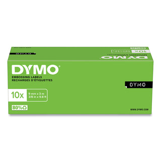 DYMO® Self-Adhesive Glossy Labeling Tape for Embossers, 0.37" x 12 ft Roll, Black (DYM520109)